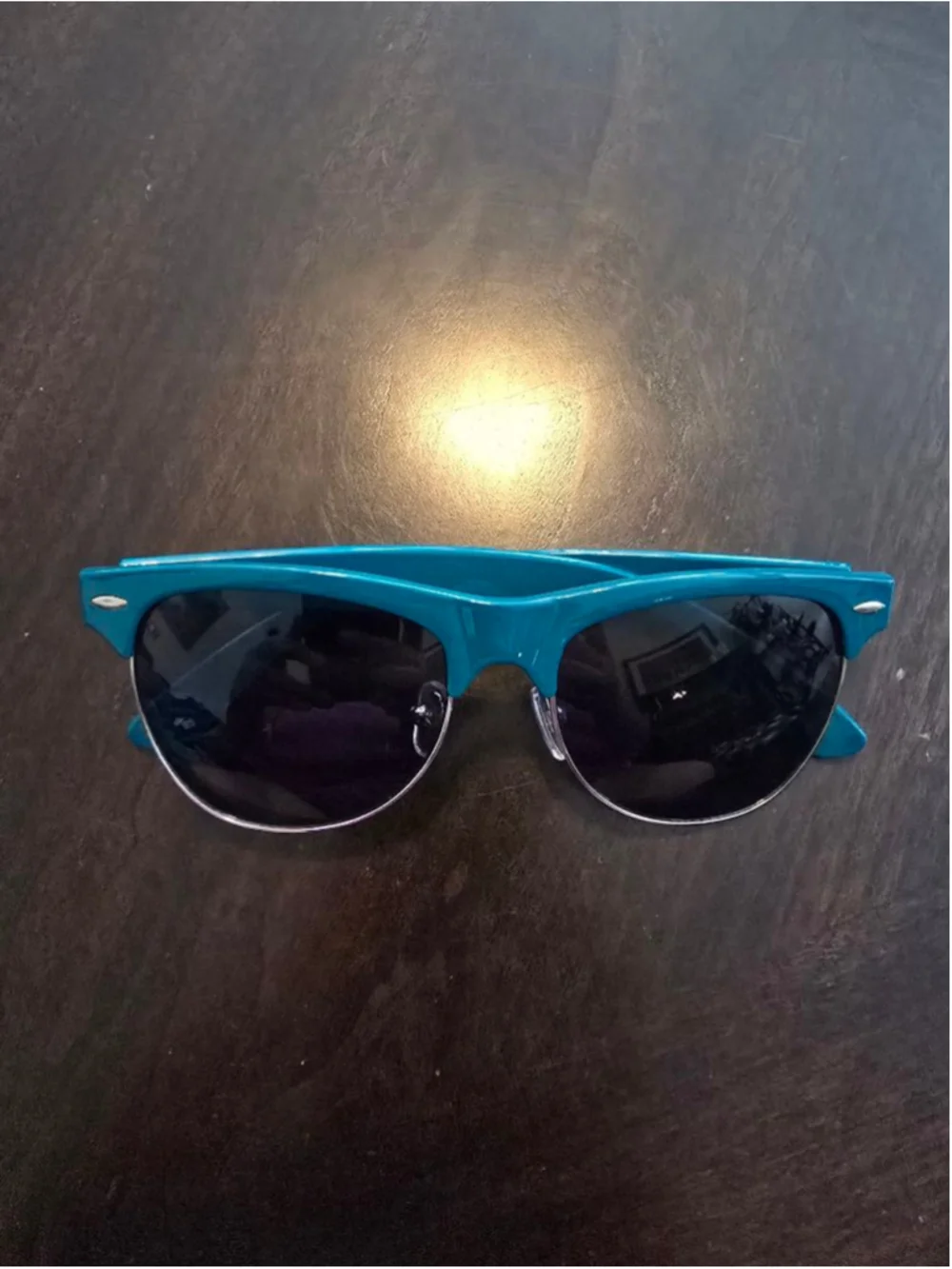 Unisex Vintage 90s AKINZ Teal Frame Retro Sunglasses Coastal Summer Silver Black